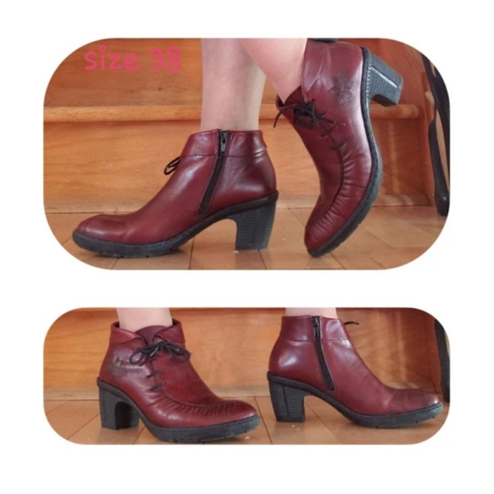 Burgundy Rieker Ankle Boots